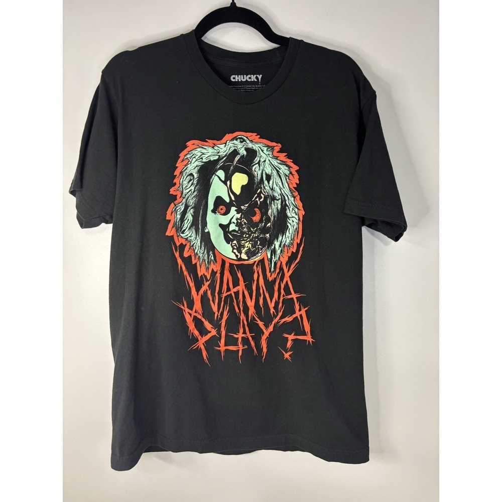Chucky Wanna Play Black Short‎ Sleeve Graphic T-shirt Size L